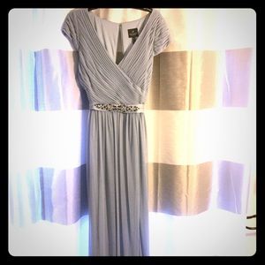 Adrianna Papell Shirred cap sleeve tulle gown